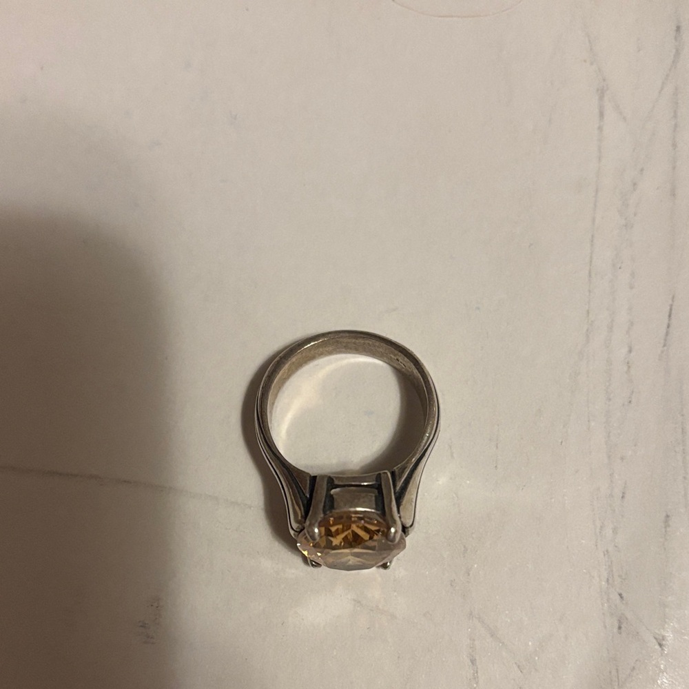 Silver Ring with Champagne Oval Stone - Picture 3 of 3